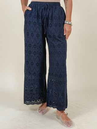 Winnie Drawstring Waist Eyelet Pants