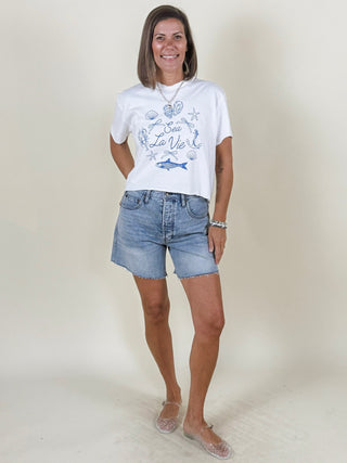 Sea La Vie Vintage Graphic Crop Top