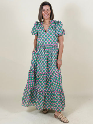 Gercy Abstract Renley Tiered Maxi Dress