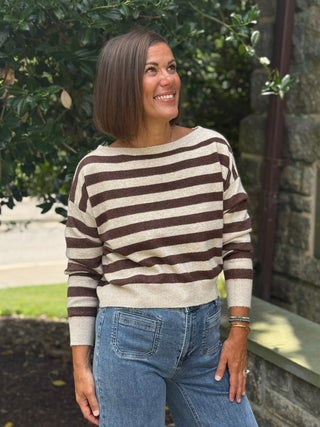 Mia Striped Boatneck Sweater