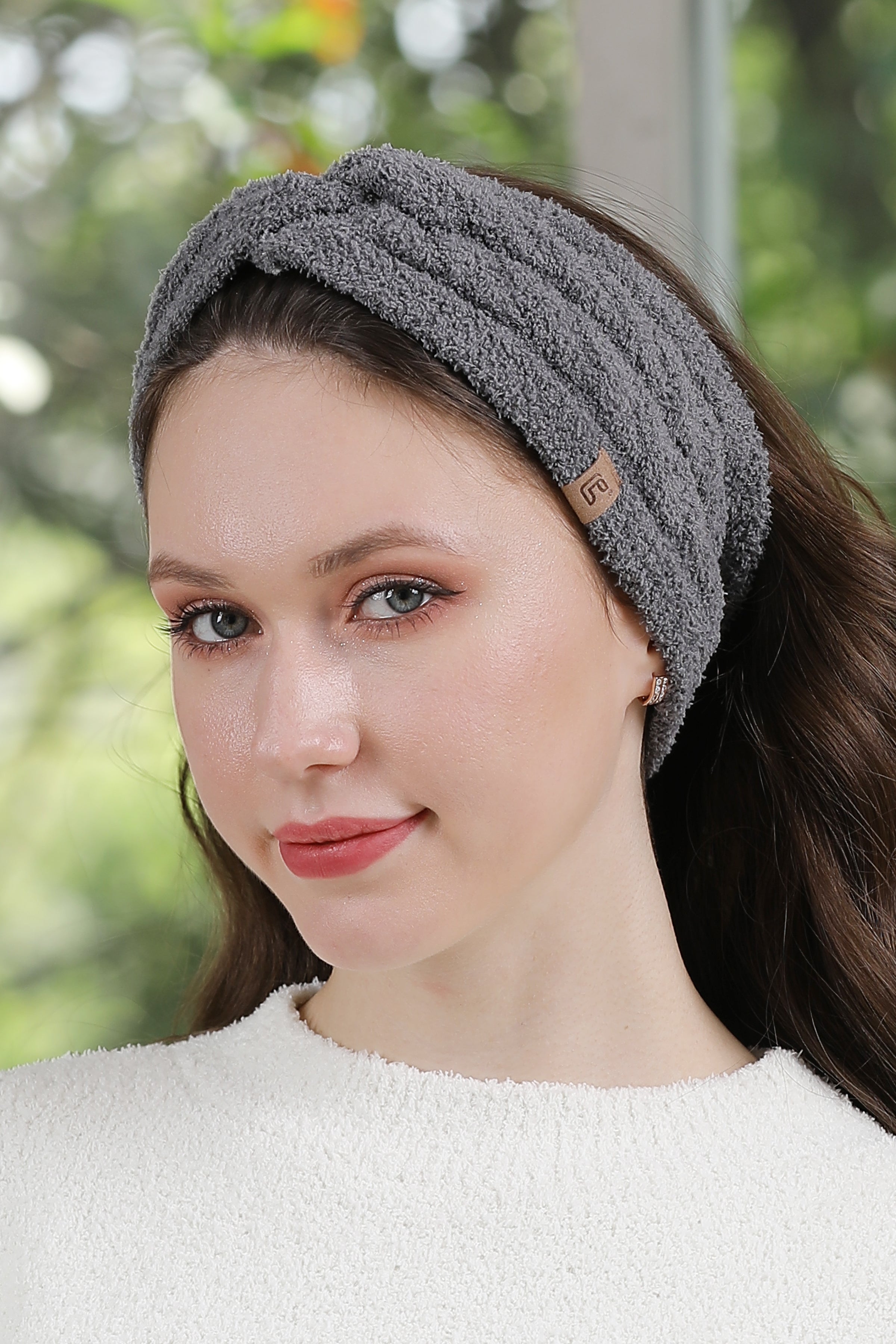 Ribbed Twist Knot Headband - Gray