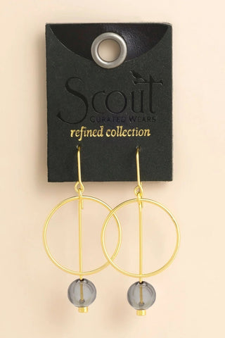 Refined Glass Drop Earrings - Smoke/Gold