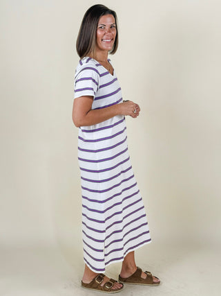 Vania Striped V-Neck Dress