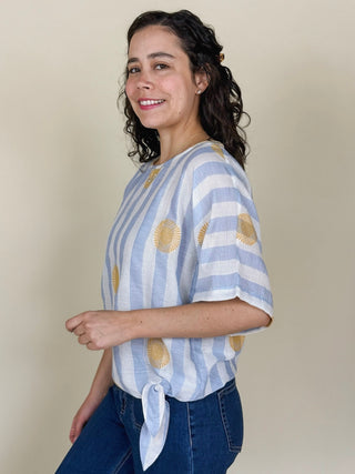 Delilah Side Tie Striped Dolman Top