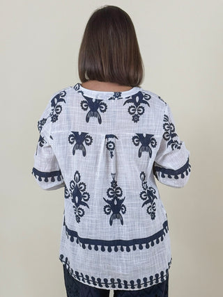 Brigitte Boho Print Henley Top