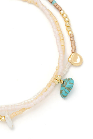 Mixed Media Wrap Bracelet/Necklace - Tranquility/Turquoise/Gold
