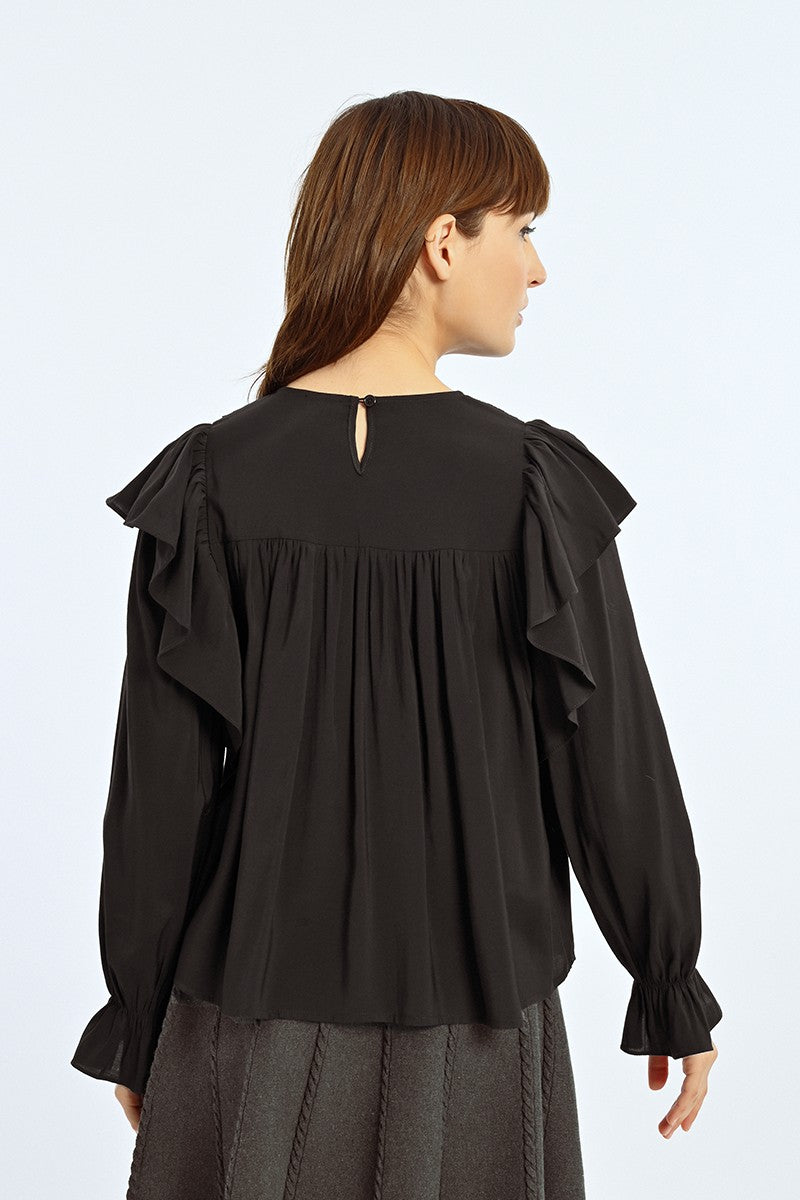 Lily Pleated Flutter Blouse