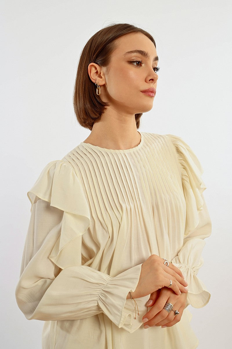 Lily Pleated Flutter Blouse