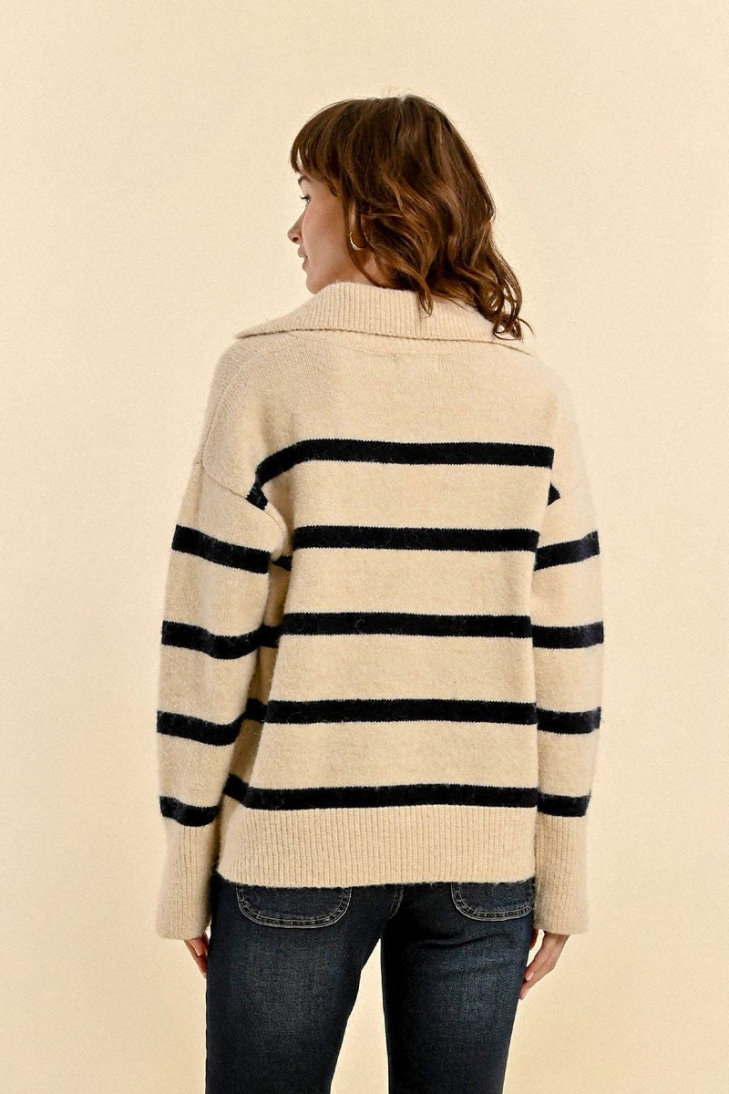 Chloe Striped Collared Sweater