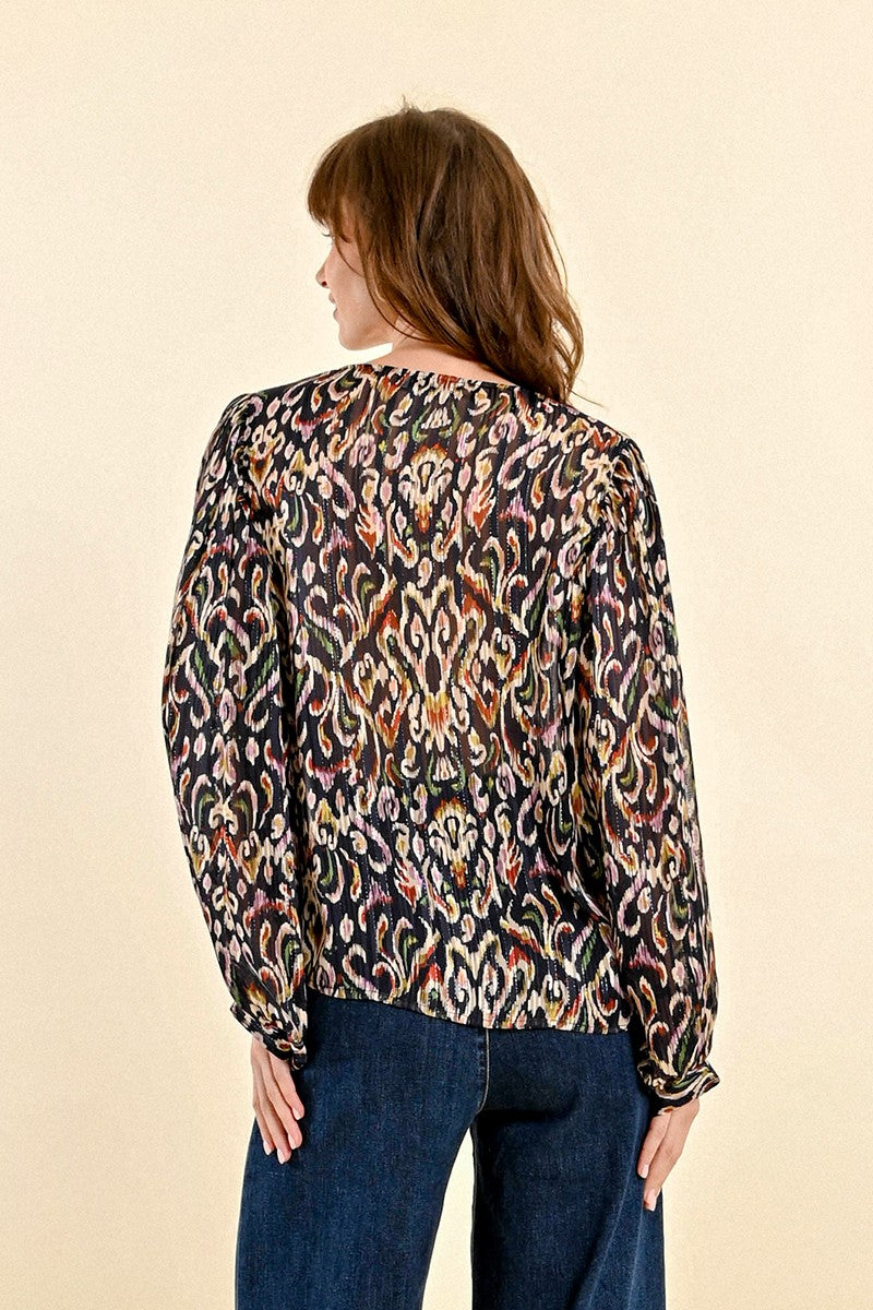 Gianna Swirl Bishop Sleeve Blouse