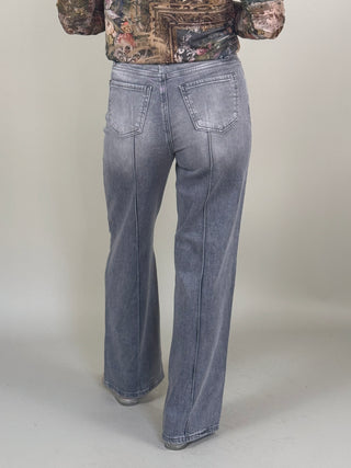 Olivia Pintuck Wide Leg Denim