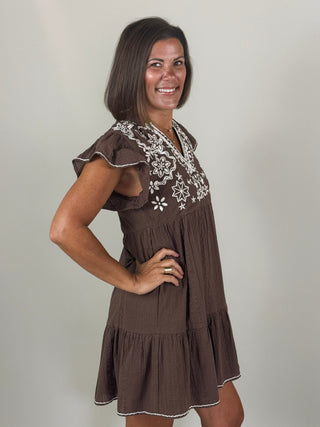 Bonny Short Sleeve Embroidery Dress