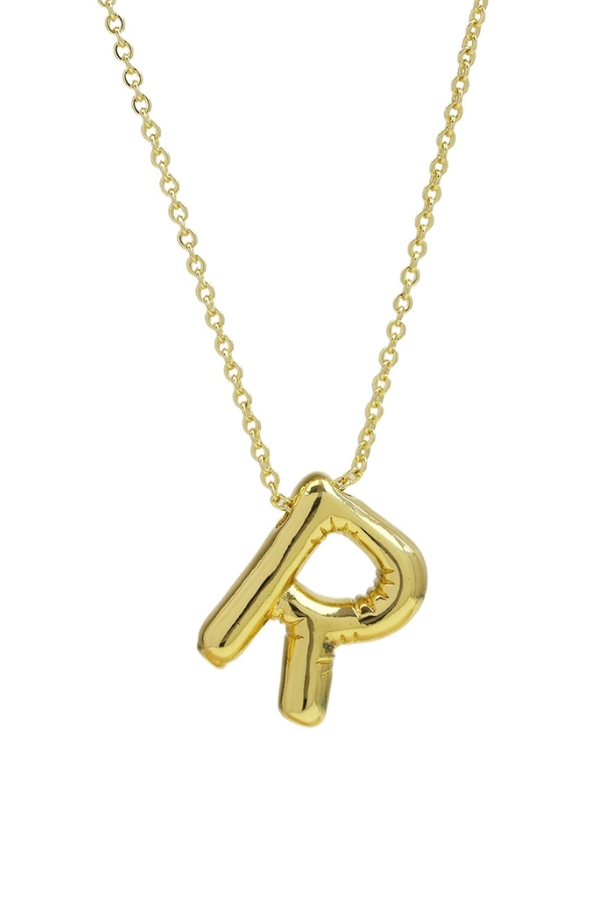 Initial Balloon Bubble Gold Necklace - 0.57" - R