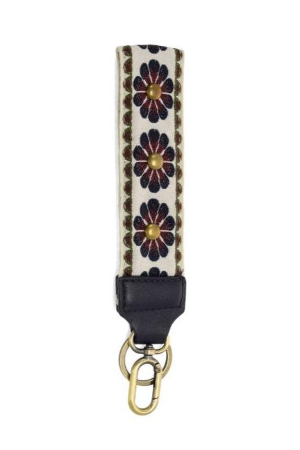 1.5" Wine Studded Daisy Easy Find Wristlet Keychain