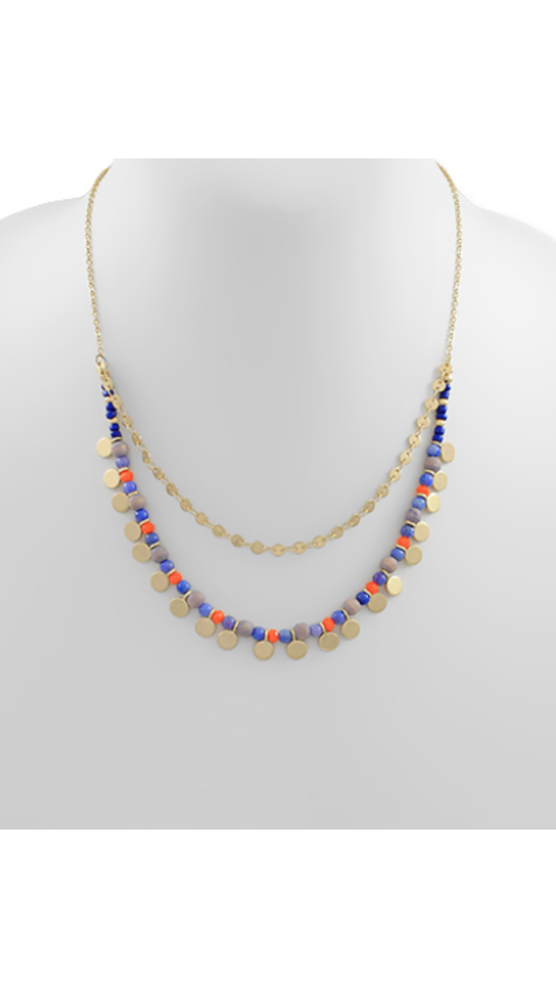 Stone Bead & Disc Layer Necklace