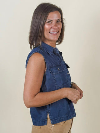[Liverpool] Serena Sleeveless Button Front Top