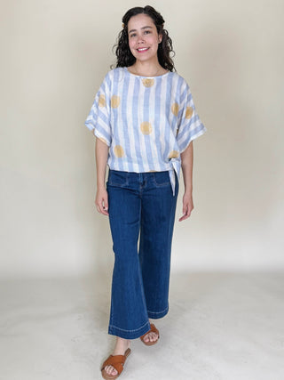 Delilah Side Tie Striped Dolman Top