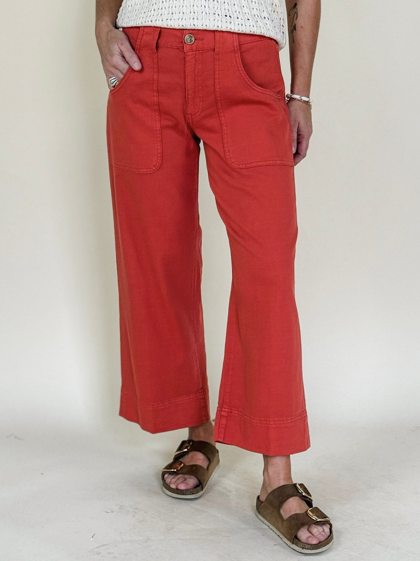 [Liverpool] Stride Cargo Wide Leg Crop Denim, 26" Inseam