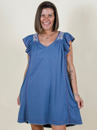 [Liverpool] Victoria Flutter Sleeve V-Neck Dress