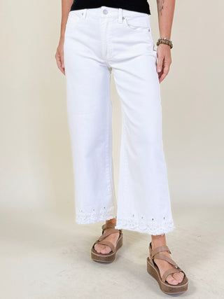 [Liverpool] Stride Crop Wide Leg Jeans with Embroidered Hem, 26" Inseam