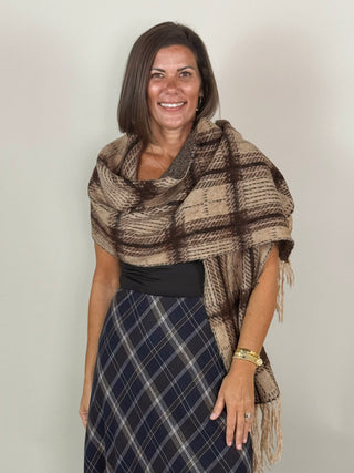 [Z Supply] Frostline Plaid Scarf - Toasted Almond