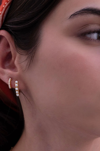 15mm Pearl Huggie Hoops