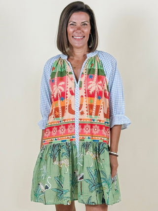 Maddie Multi Pattern V-Neck Dress