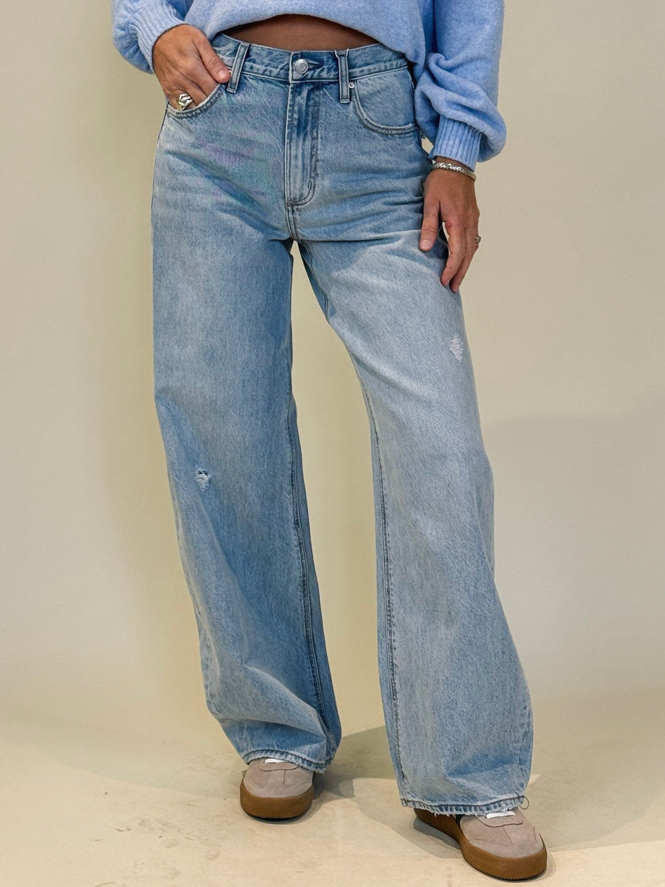 [Z Supply] Remi High Rise Bowed Wide Leg Jeans