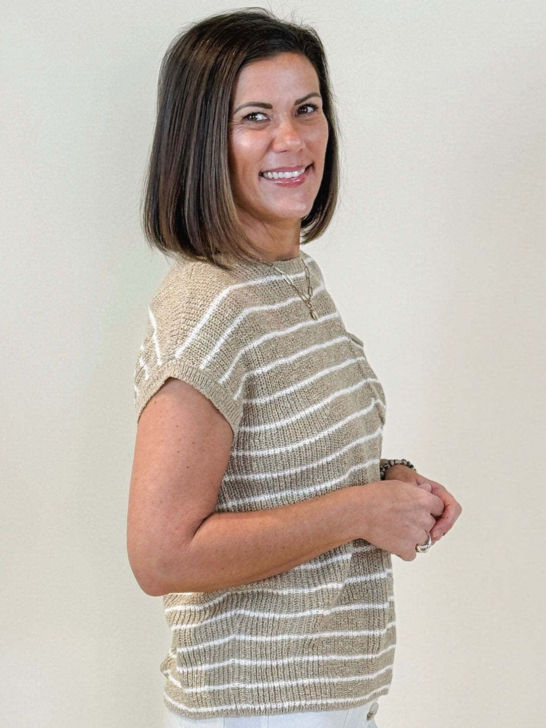 Sandra Striped Cap Sleeve Sweater