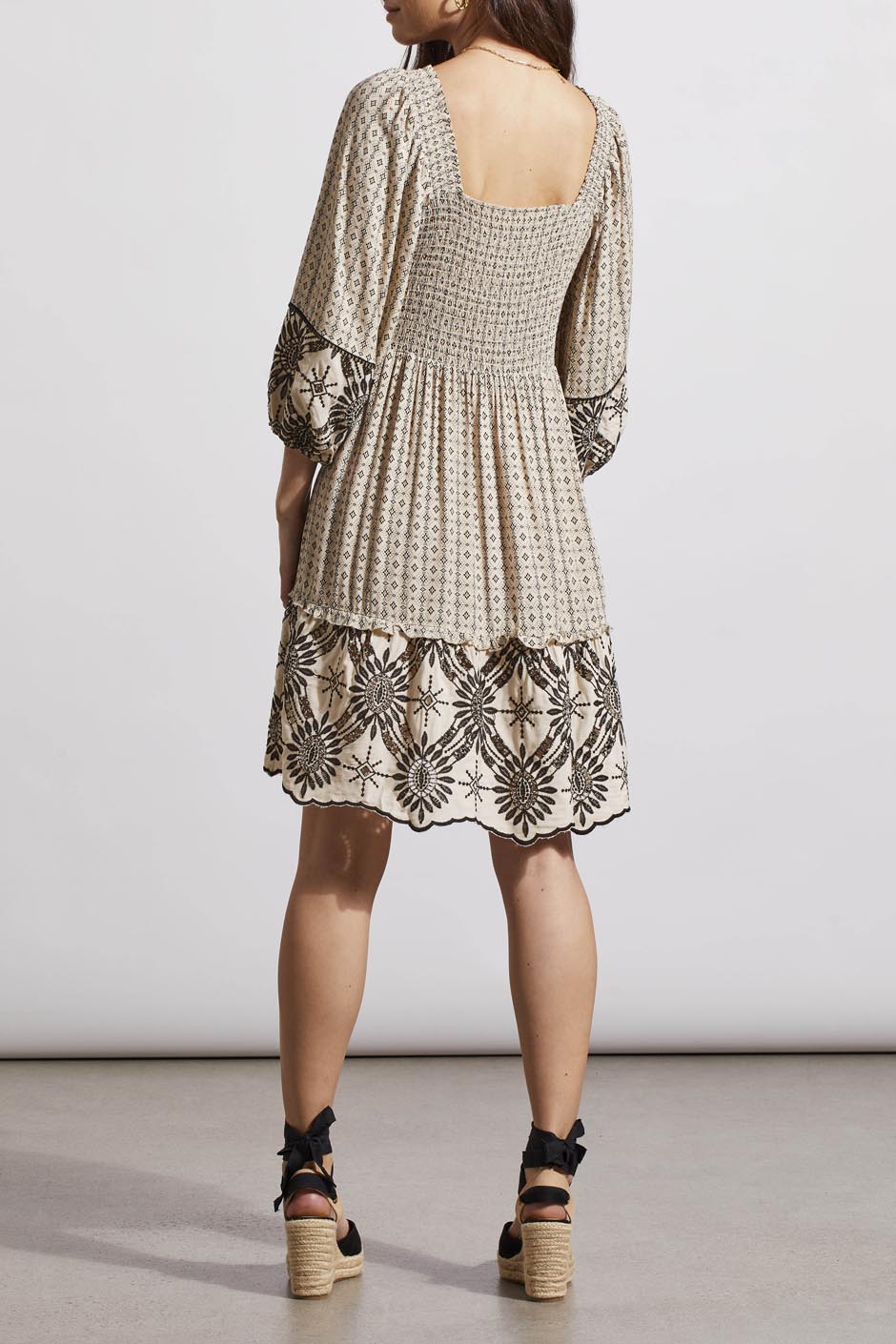 [TRIBAL] Double Duty Embroidered Smock Tie Dress