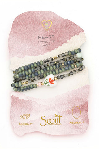 Ceramic Bead Wrap Bracelet/Necklace - Love/Heart