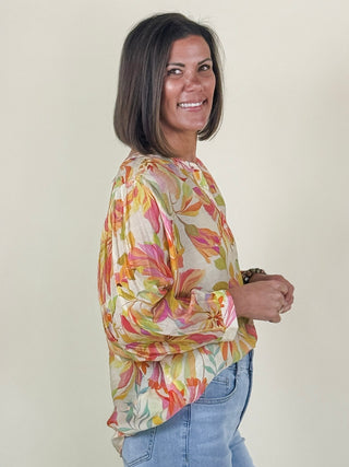 [TRIBAL] Megan Flowy Dolman Sleeve Blouse