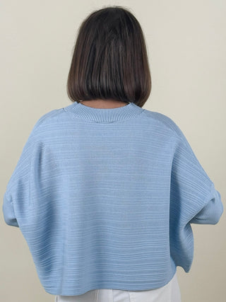 Aiko 'Aja' Crop Sweater Top - Baby Blue