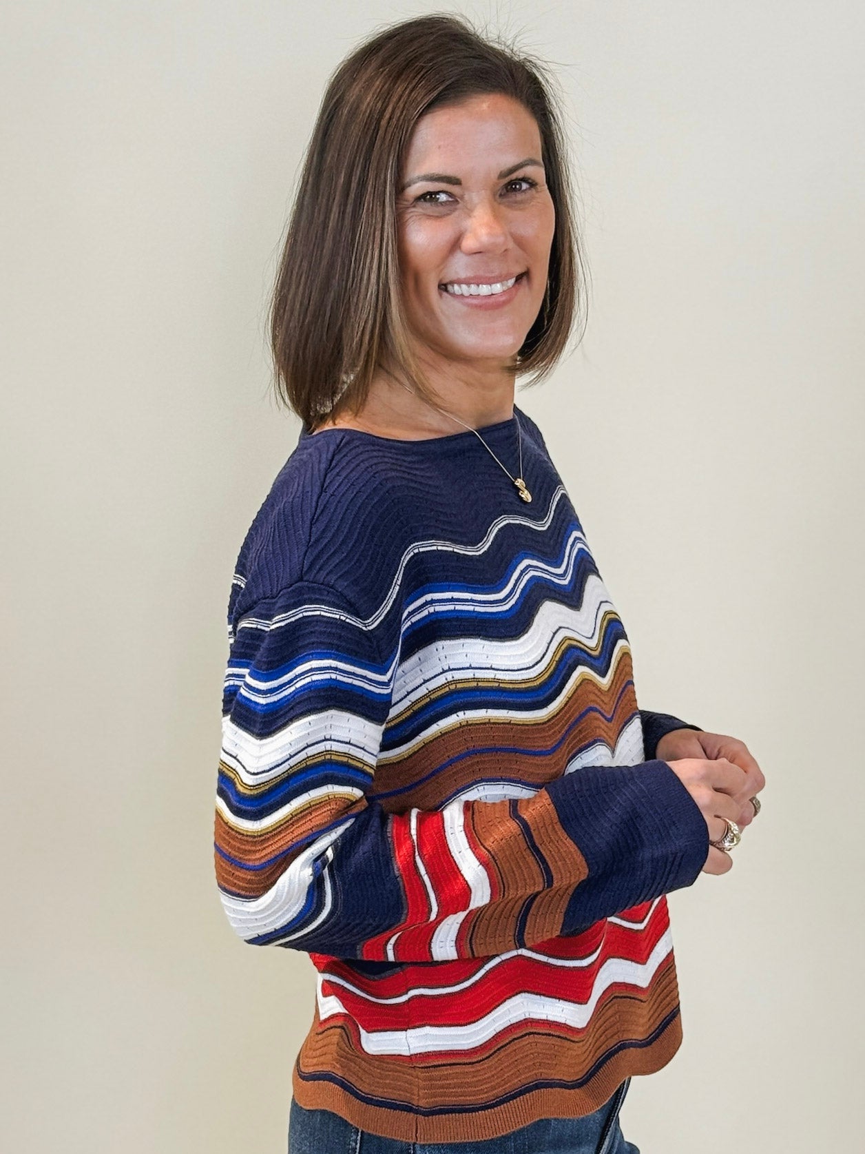 [Liverpool] Candy Boat Neck Scallop Hem Sweater