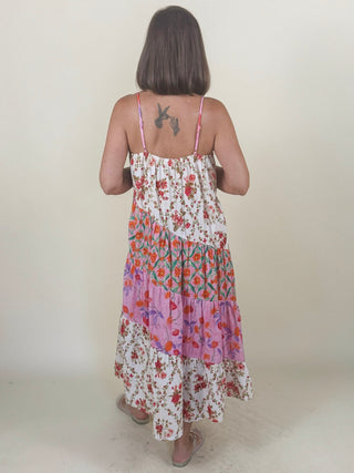 Michelle Mixed Print Long Dress