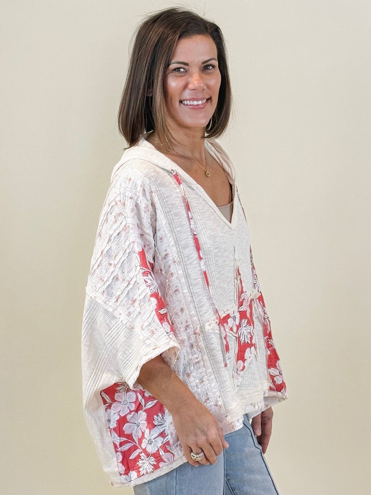 Stacie Star Patch Hooded Sweater Top