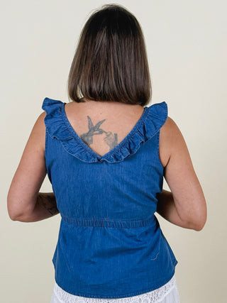 Delia Denim Ruffle Top