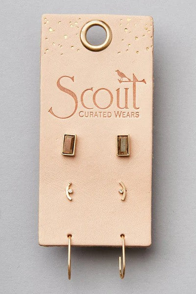 Courtney Stud Earrings Trio - Gold