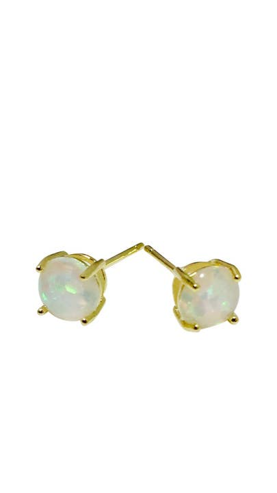 White Opal Post Earrings