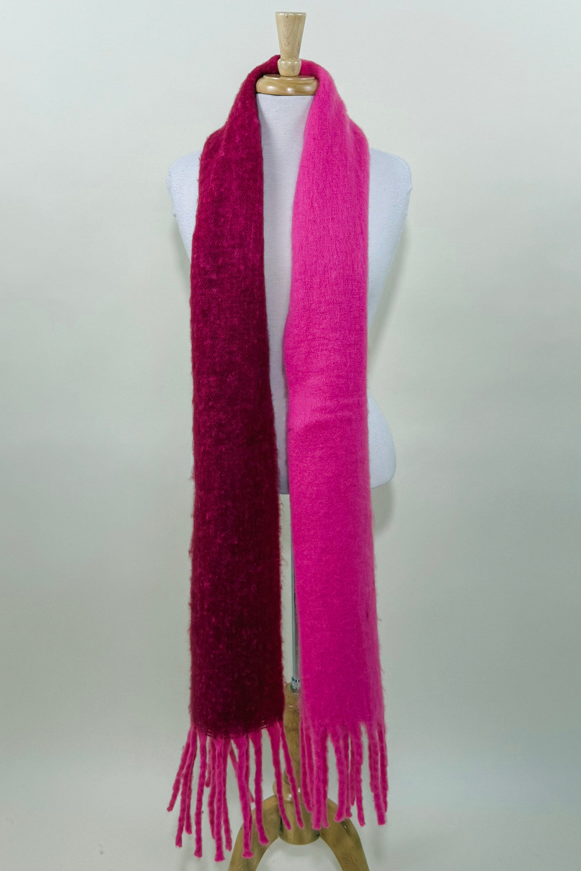 Cozy Solid Two Tone Tassel Scarf