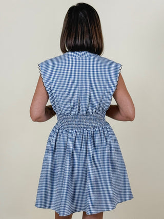 Dorothy Gingham Zip Front Smocked Waist Dress