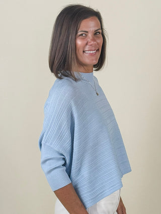 Aiko 'Aja' Crop Sweater Top - Baby Blue