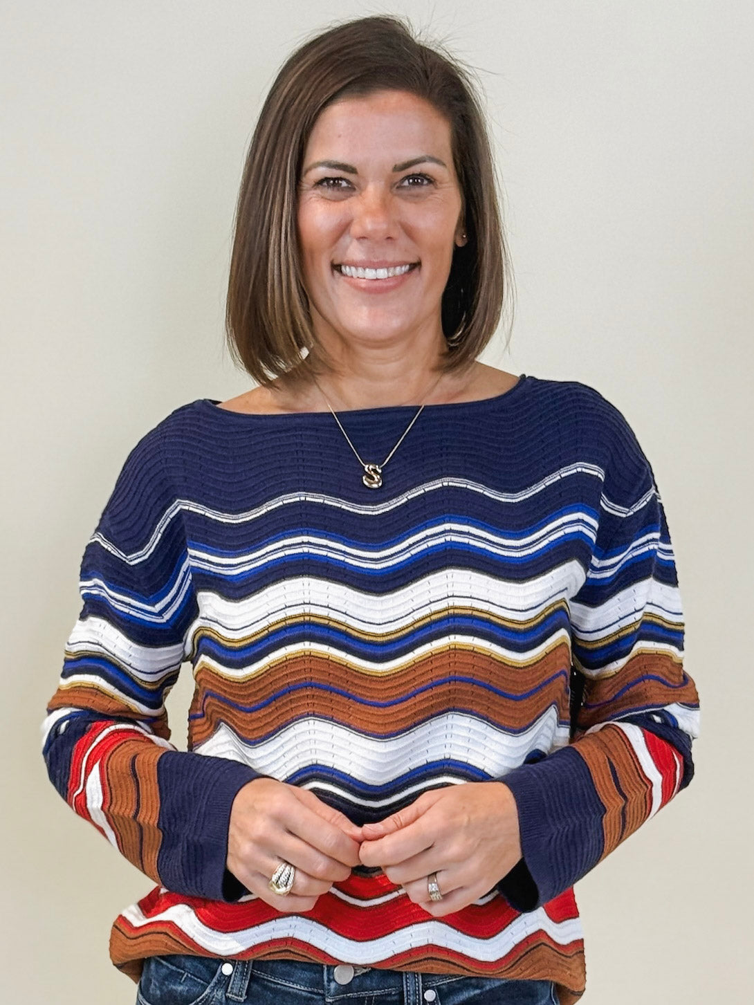 [Liverpool] Candy Boat Neck Scallop Hem Sweater