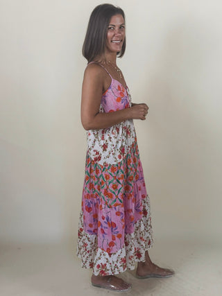 Michelle Mixed Print Long Dress