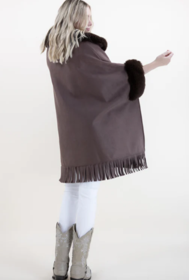 Suzy Suede Cape - Brown