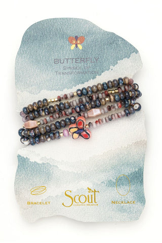Ceramic Bead Wrap Bracelet/Necklace - Transformation/Butterfly