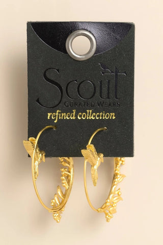 Refined Icon Earrings - Hummingbird Hoop/Gold