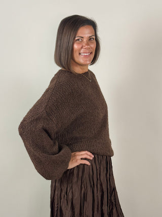Charlee Chunky Knit Sweater - Brown