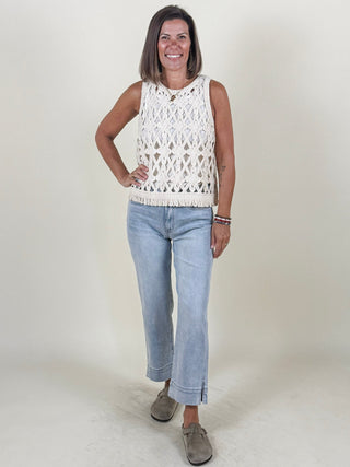 Carol Fringe Hem Crochet Tank