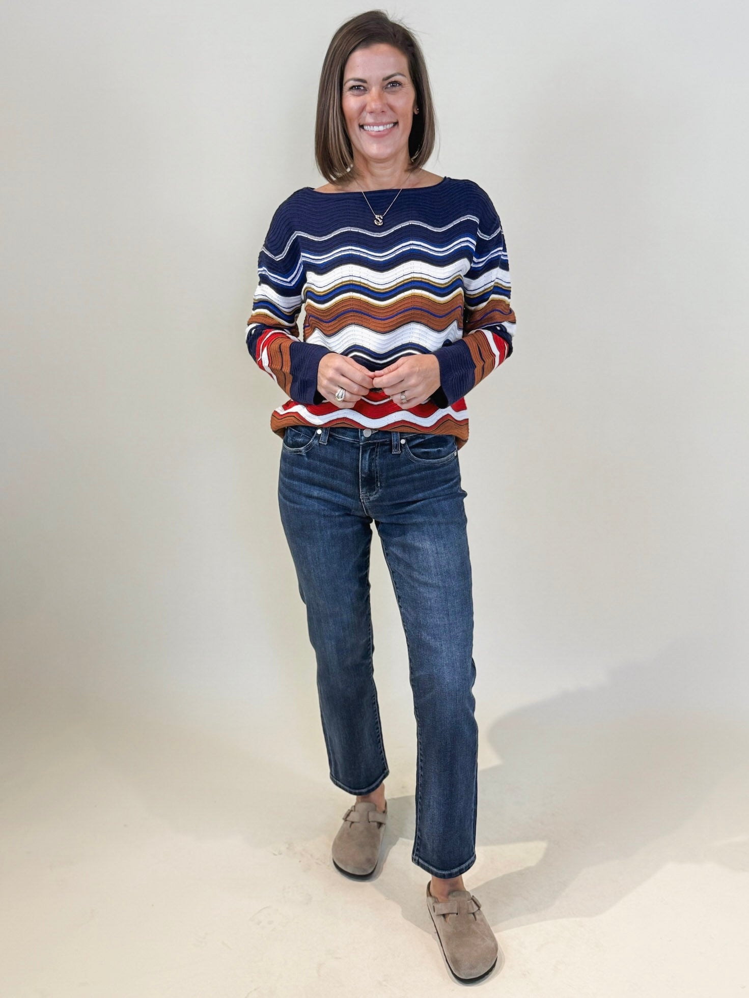 [Liverpool] Candy Boat Neck Scallop Hem Sweater